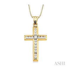 ASHI Channel Set Cross Diamond Pendant 95113PPFNPD