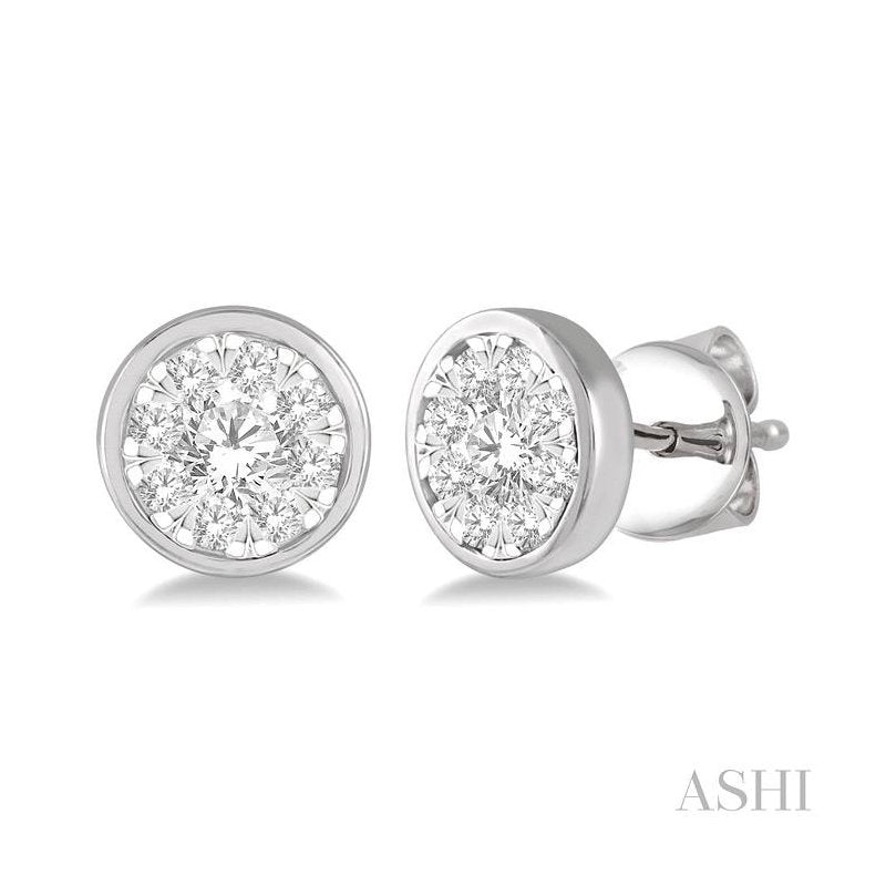 ASHI Round Shape Lovebright Essential Diamond Stud Earrings 921B3PPFHERWG