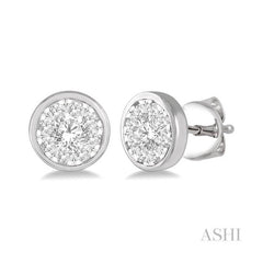 ASHI Round Shape Lovebright Essential Diamond Stud Earrings 921B3PPFHERWG