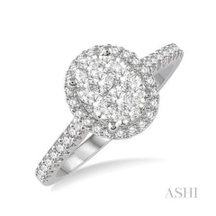 ASHI Oval Shape Halo Lovebright Essential Diamond Engagement Ring 125F3PPFGWY