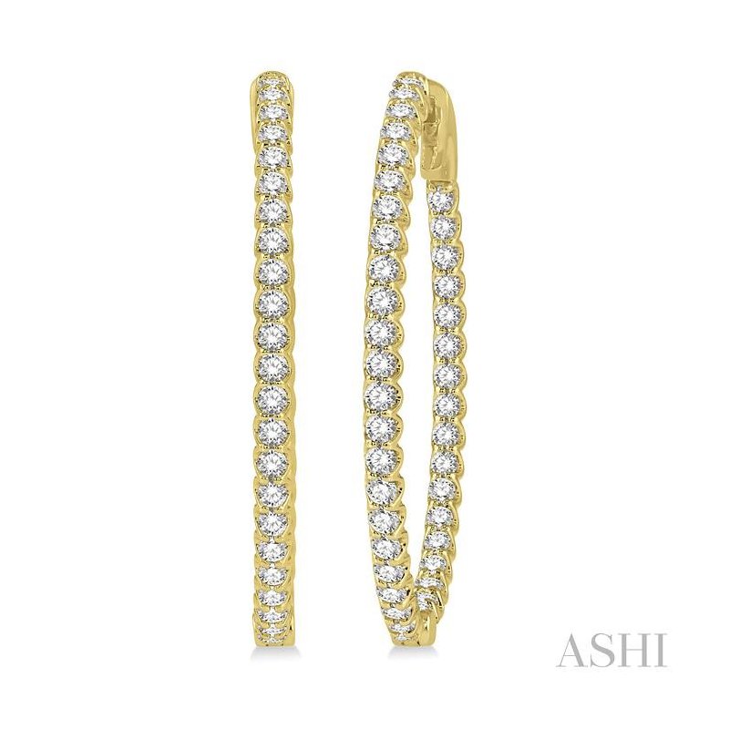 ASHI Inside-Out Diamond Oval Hoop Earrings 624B0PPFGERYG-1.50
