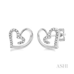 ASHI Silver Heart Shape Diamond Fashion Earrings 86908PPSSSLER