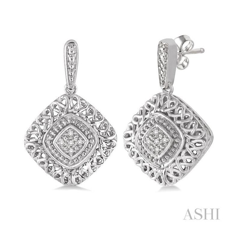 ASHI Silver Cushion Shape Diamond Earrings 87679PPSSSLER