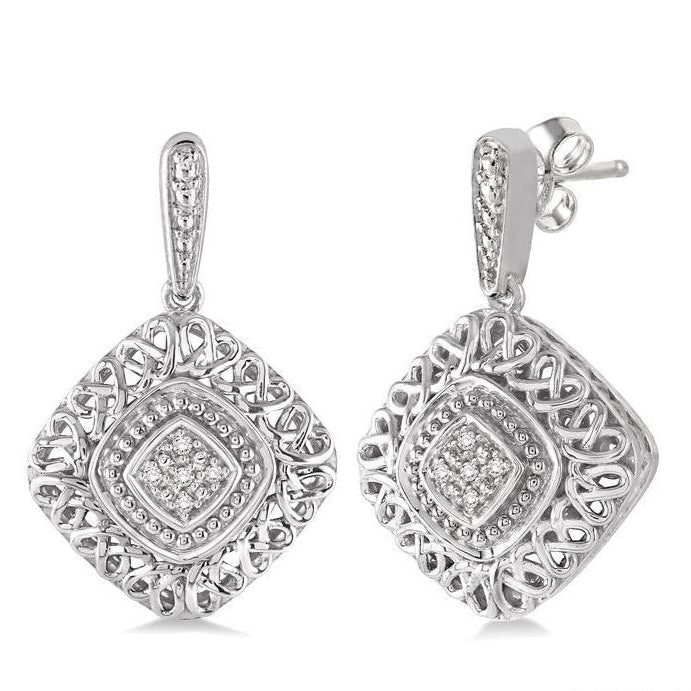 Parkplace Jewelers Silver Cushion Shape Diamond Earrings 87679PPSSSLER