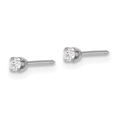 1013E_1 Inverness 14k White Gold 2.4mm .10ct Lab Grown Diamond Stud Post Piercing Earrings