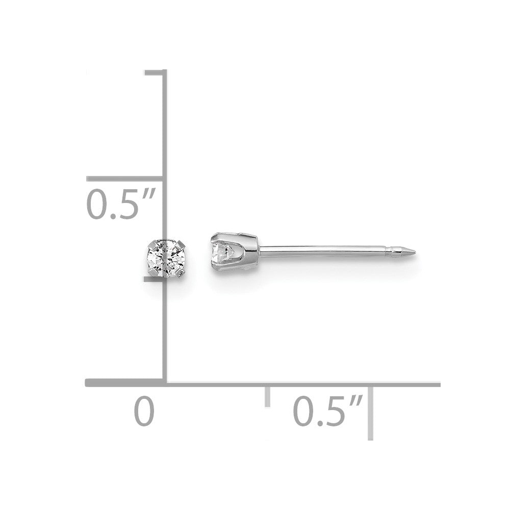 1013E_1 Inverness 14k White Gold 2.4mm .10ct Lab Grown Diamond Stud Post Piercing Earrings