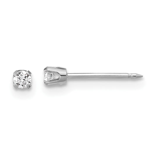 1013E_1 Inverness 14k White Gold 2.4mm .10ct Lab Grown Diamond Stud Post Piercing Earrings