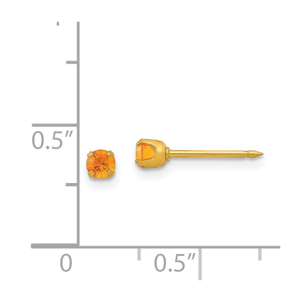 103E Inverness 14k 3mm November Crystal Birthstone Post Earrings