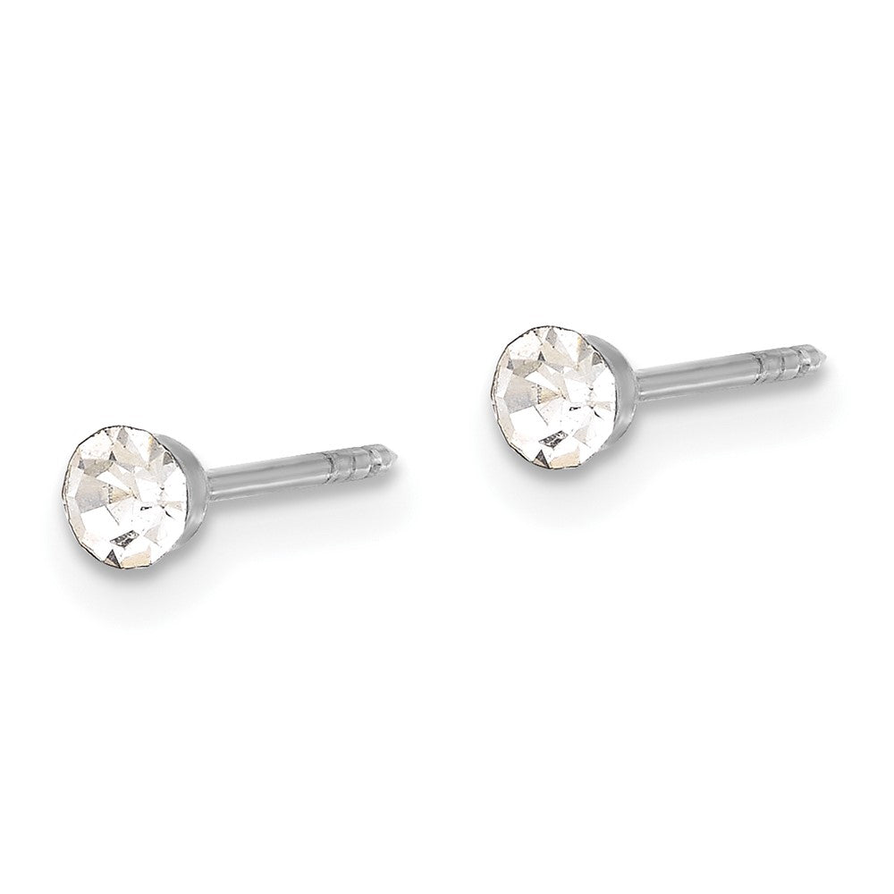 1040E Inverness 14K White Gold 3mm Crystal Post Earrings