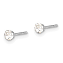 1040E Inverness 14K White Gold 3mm Crystal Post Earrings