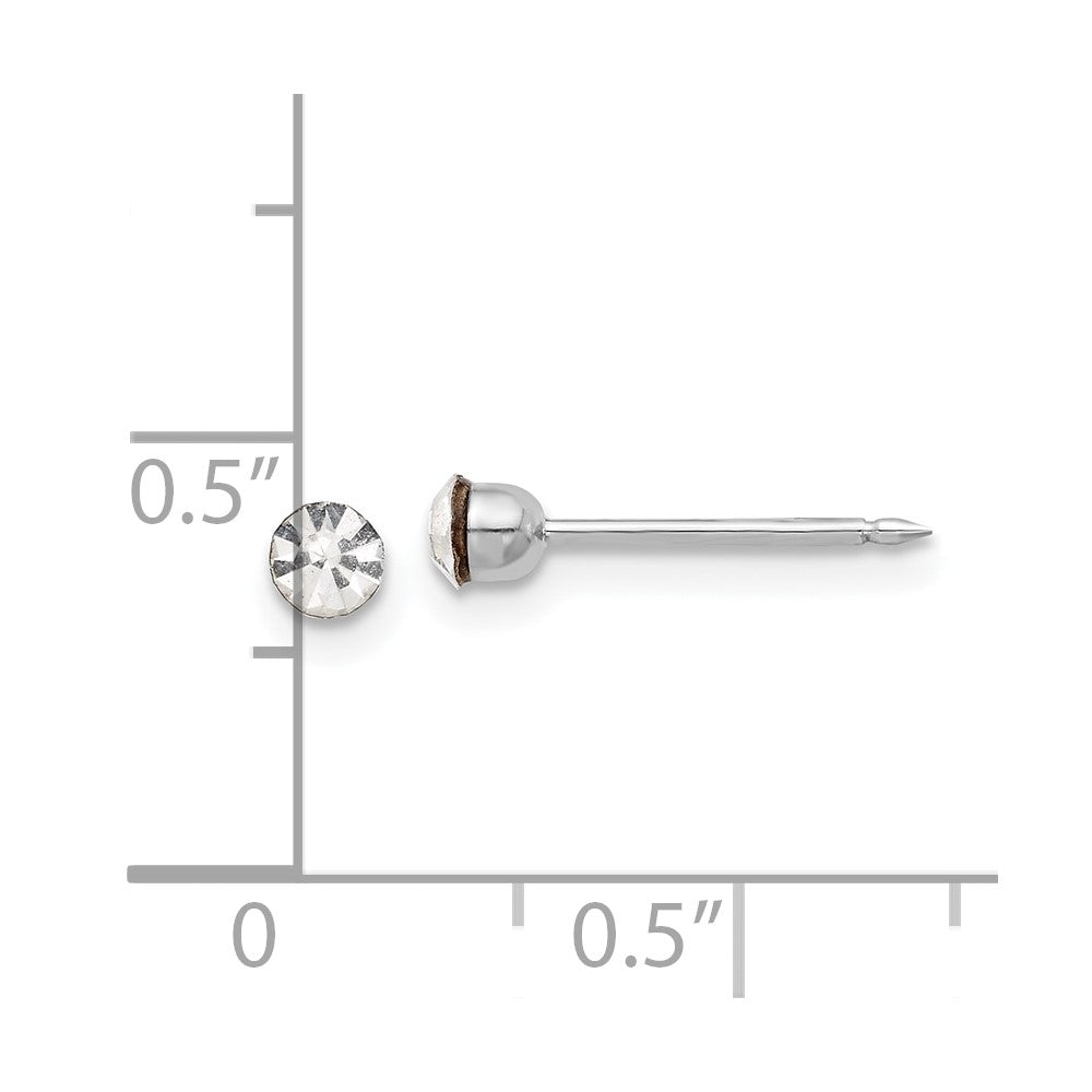 1040E Inverness 14K White Gold 3mm Crystal Post Earrings