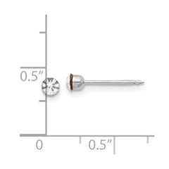 1040E Inverness 14K White Gold 3mm Crystal Post Earrings