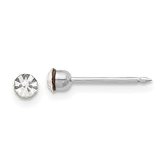 1040E Inverness 14K White Gold 3mm Crystal Post Earrings