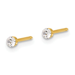 1046E Inverness 14K Polished 2.4mm Crystal Post Earrings