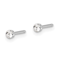 1046EW Inverness 14K White Gold Polished 2.4mm Crystal Post Earrings