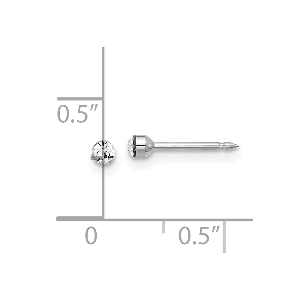 1046EW Inverness 14K White Gold Polished 2.4mm Crystal Post Earrings