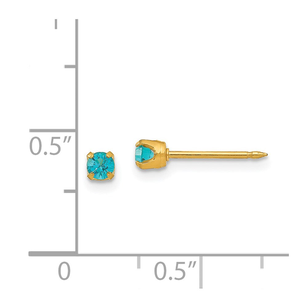 104E Inverness 14k 3mm December Crystal Birthstone Post Earrings