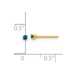 1063E Inverness Stainless Steel 24k Gold-plated 2mm Blue CZ Stud Post Piercing Earrings