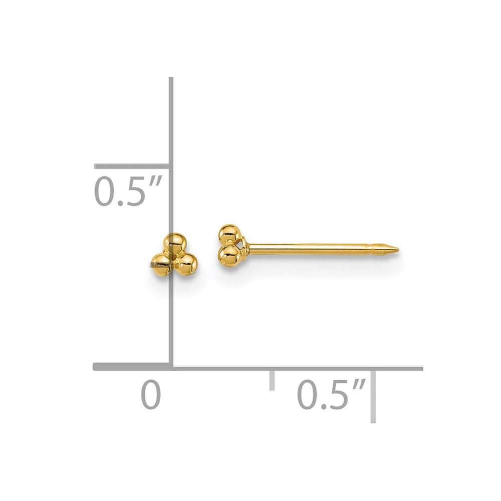 1074E Inverness 14k Polished 3mm Triple Ball Post Piercing Earrings