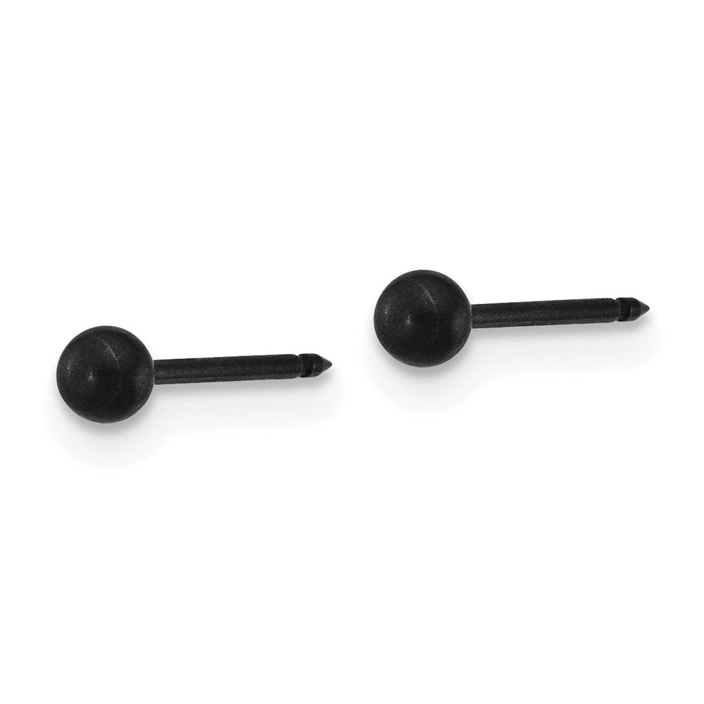 1081E Inverness Stainless Steel Oxidized 3mm Ball Piercing Earrings