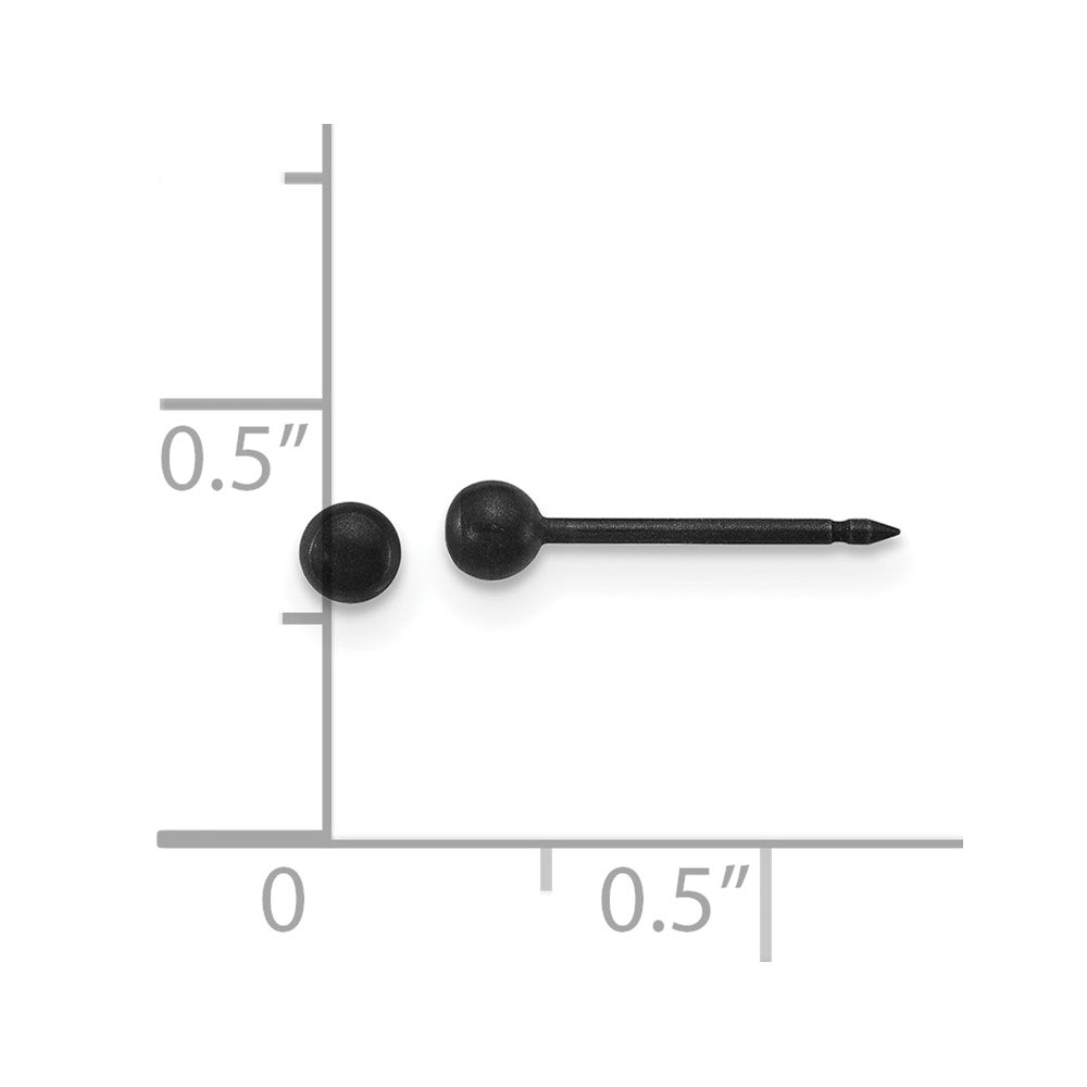 1081E Inverness Stainless Steel Oxidized 3mm Ball Piercing Earrings