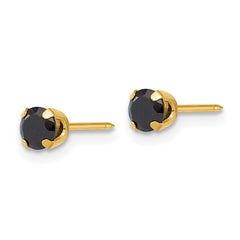 1085E Inverness 14k Polished 4mm Black CZ Stud Post Piercing Earrings