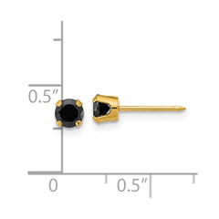 1085E Inverness 14k Polished 4mm Black CZ Stud Post Piercing Earrings