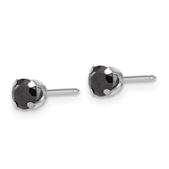 1085EW Inverness 14k White Gold Polished 4mm Black CZ Stud Post Piercing Earrings