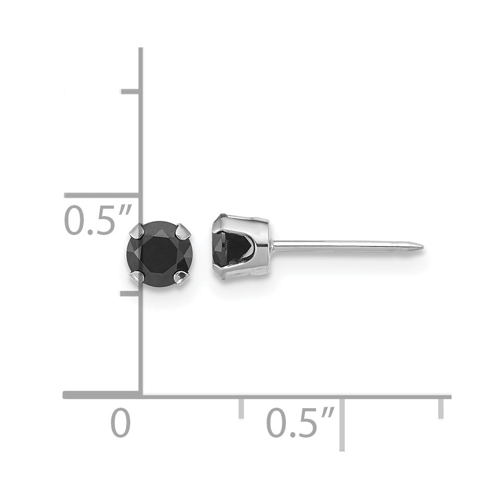 1085EW Inverness 14k White Gold Polished 4mm Black CZ Stud Post Piercing Earrings