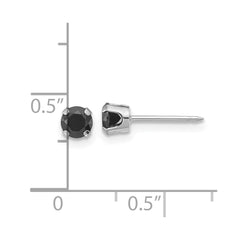 1085EW Inverness 14k White Gold Polished 4mm Black CZ Stud Post Piercing Earrings