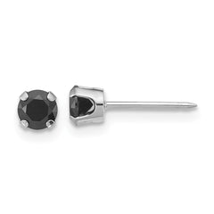 1085EW Inverness 14k White Gold Polished 4mm Black CZ Stud Post Piercing Earrings