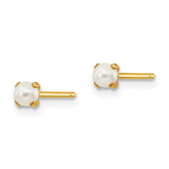 108E Inverness 14k 3mm Simulated Pearl Post Earrings