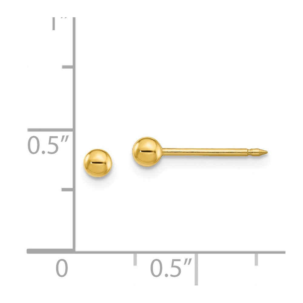 10E Inverness Stainless Steel 24K Gold-plated 3mm Ball Post Earrings