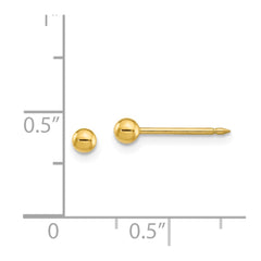 10E Inverness Stainless Steel 24K Gold-plated 3mm Ball Post Earrings
