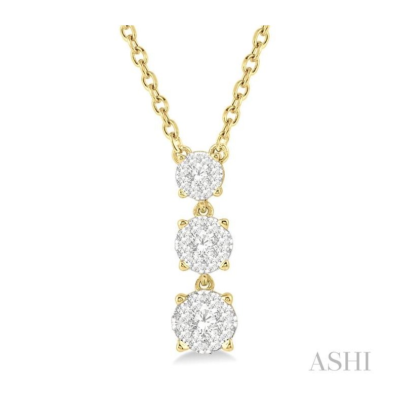 ASHI Round Shape Past Present & Future Lovebright Diamond Pendant 9973UPPFHNKYG