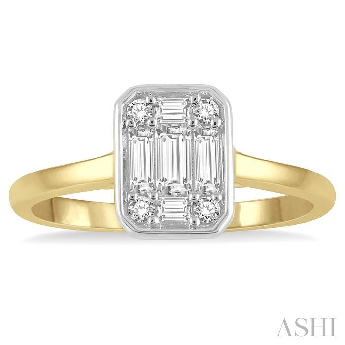 ASHI Emerald Shape Bezel Set Fusion Diamond Ring 110D3PPFGYW