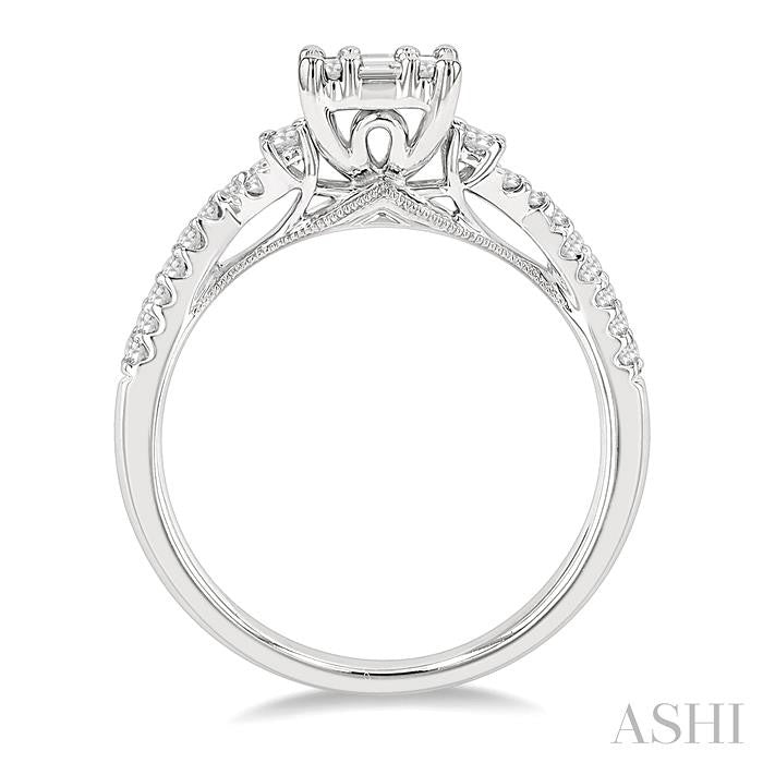ASHI Emerald Shape Fusion Diamond Engagement Ring 110E2PPFHWG