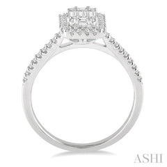 ASHI Emerald Shape Halo Fusion Diamond Engagement Ring 112A3PPFGWG
