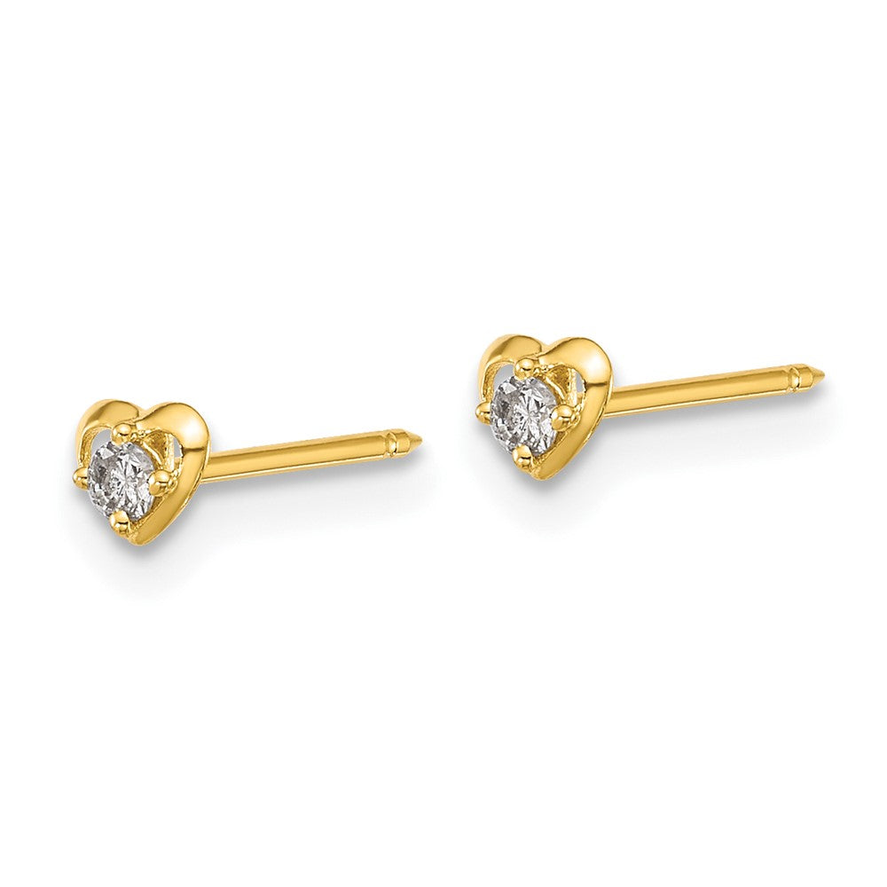 1132E Inverness 14k Polished Heart With .03ct Diamond Post Piercing Earrings