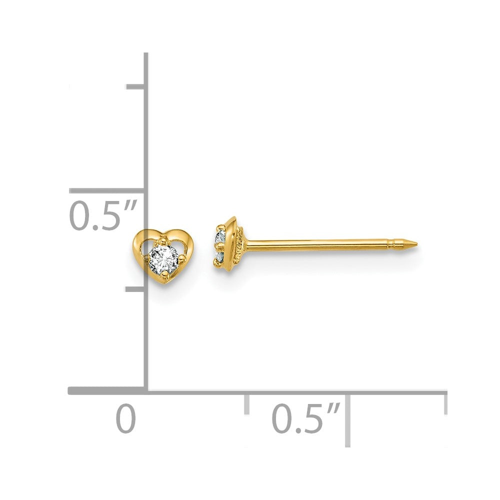 1132E Inverness 14k Polished Heart With .03ct Diamond Post Piercing Earrings