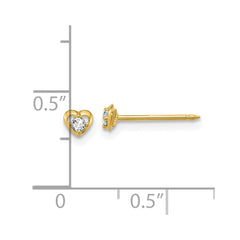 1132E Inverness 14k Polished Heart With .03ct Diamond Post Piercing Earrings