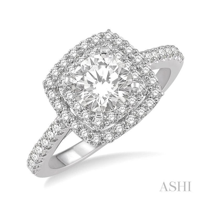 ASHI Round Shape Halo Diamond Engagement Ring 243H1PPFHWG-LE-RD