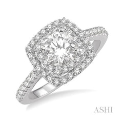 ASHI Round Shape Halo Diamond Engagement Ring 243H1PPFHWG-LE-RD
