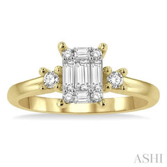 ASHI Emerald Shape Fusion Diamond Engagement Ring 115D3PPFGYW