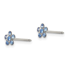 116E Inverness Stainless Steel Blue Crystal Post Earrings