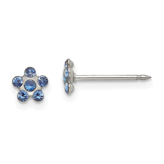 116E Inverness Stainless Steel Blue Crystal Post Earrings