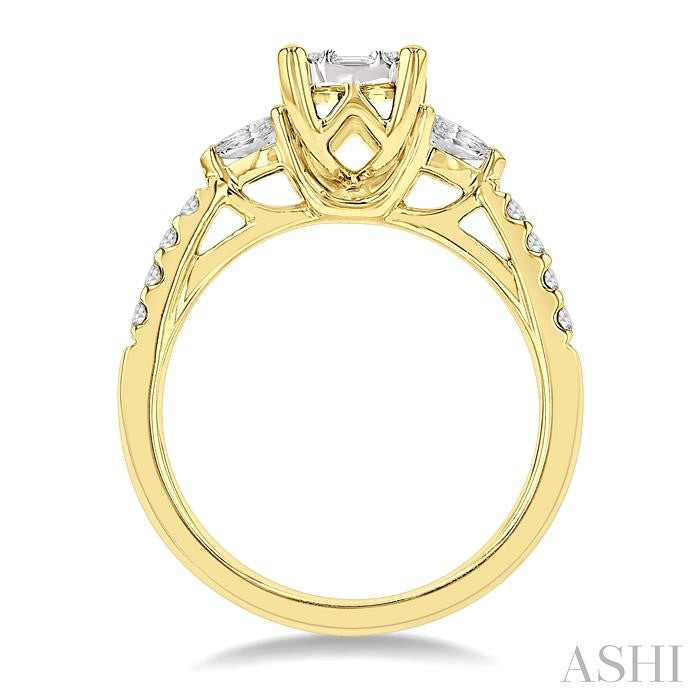 ASHI Emerald Shape Fusion Diamond Engagement Ring 117D2PPFGYW
