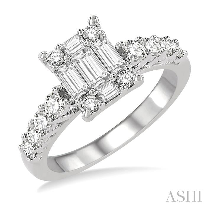 ASHI Emerald Shape Fusion Diamond Engagement Ring 118D1PPFVWG