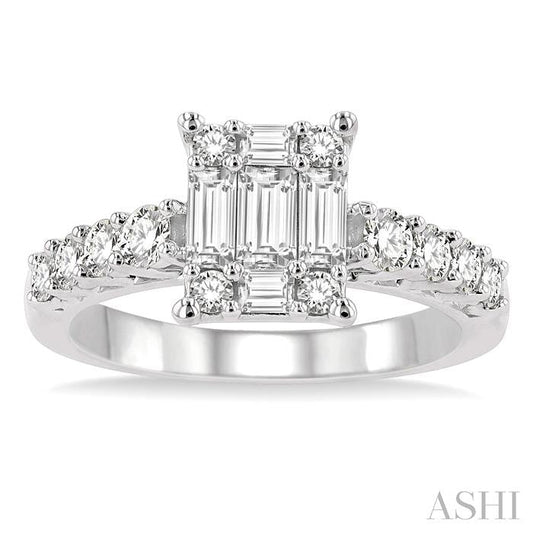 ASHI Emerald Shape Fusion Diamond Engagement Ring 118D1PPFVWG