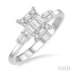 ASHI Emerald Shape Fusion Diamond Engagement Ring 119C3PPFGWG